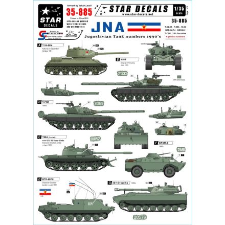 Star Decals JNA - Jugoslavian tank numbers 1990s matrica