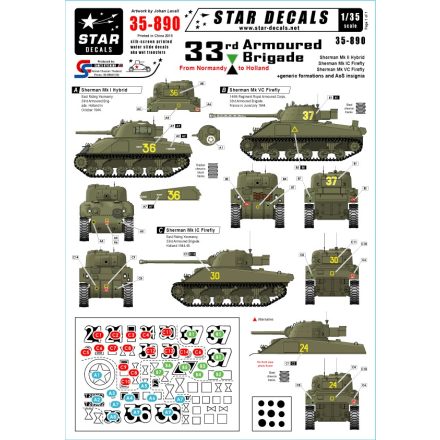 Star Decals British 33rd Armoured Brigade from Normandy to Holland matrica
