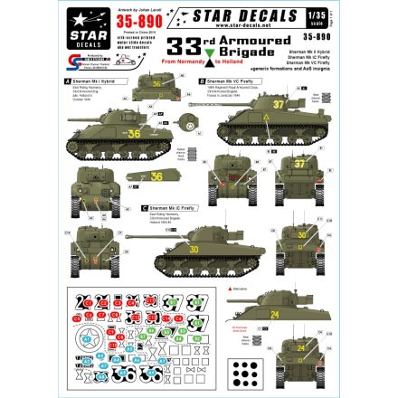 Star Decals British 33rd Armoured Brigade from Normandy to Holland matrica