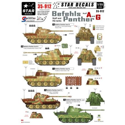 Star Decals Befehl-Panthers Ausf.A and G. Panther Staff and HQ tanks matrica