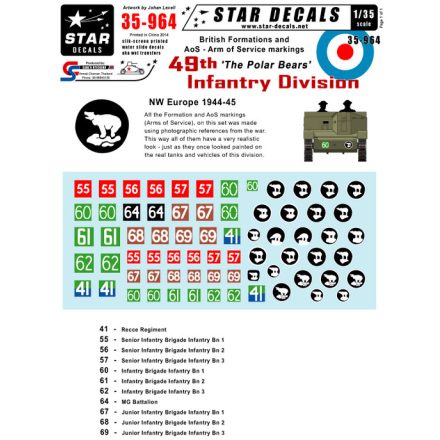 Star Decals British 49th 'Polar Bear' Infantry Division Formation & AoS markings matrica