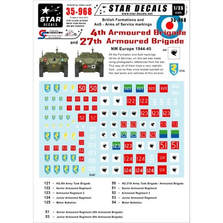 Star Decals British 4th and 27th Armoured Brigade NW Europe matrica