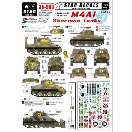 Star Decals U.S. M4A1 Sherman Tanks in Italy matrica