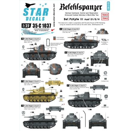 Star Decals Befehlspanzer. Bef Pz.Kpfw III Ausf.D1/Ausf.E/Ausf.H. matrica