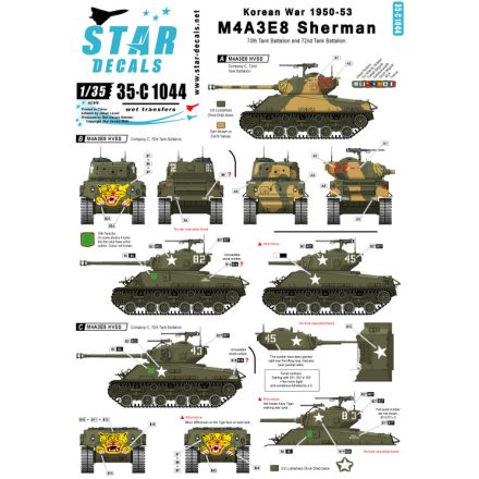 Star Decals Korean War M4A3E8 Sherman. Tigerfaces matrica