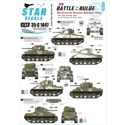 Star Decals Battle of the Bulge. 6th Armored Division Shermans matrica