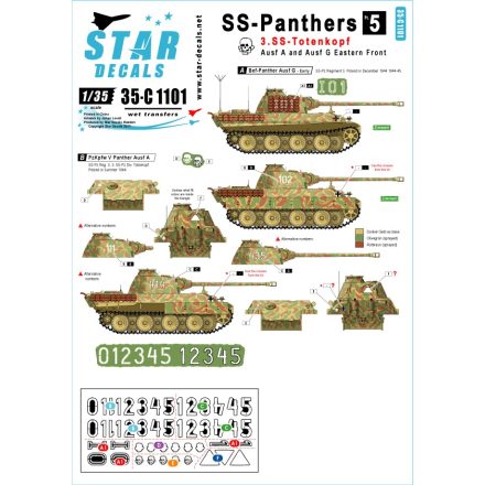 Star Decals SS-Panthers # 5. 3. SS-Totenkopf. Panther Ausf A and Bef-Panther Ausf G. Ostfront 1944-45.