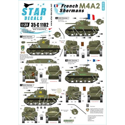 Star Decals French Shermans # 1. M4A2 Sherman in normandie and Paris 1944. 501e RCC, 12eme CUIR.