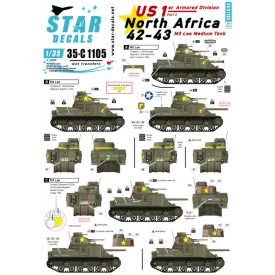   Star Decals US 1st Armoured Division # 3 - M3 Lee Medium Tank. North Africa 1942-43 matrica