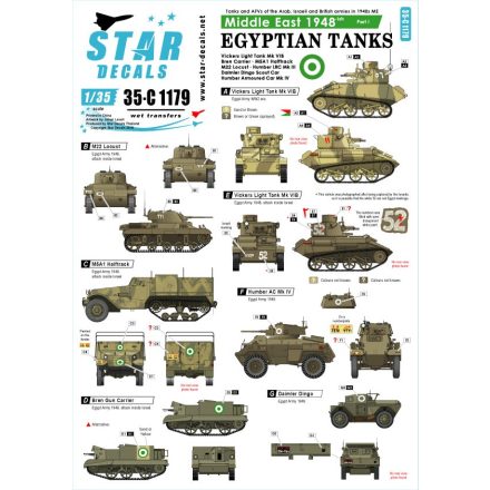 Star Decals Middle East 1948(ish) # 1. Egyptian Tanks matrica