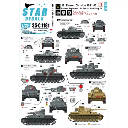 Star Decals 18. Panzer Division # 1. Pz-Regiment 18 / Pz-Abteilung 18. matrica