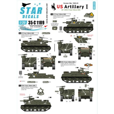 Star Decals Korean War - US Artillery # 1. Korean War 1950-53 matrica