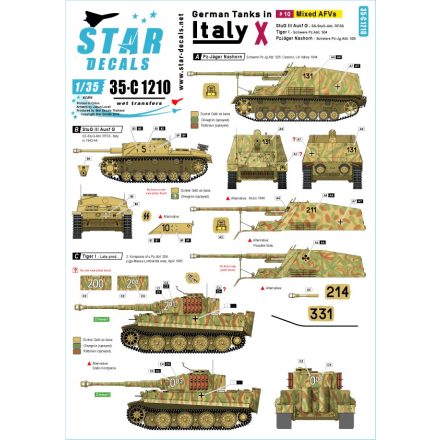 Star Decals German tanks in Italy # 10. Mixed AFVs matrica