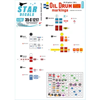  Star Decals Oil Drum markings Commercial 55 gallon / 200 litres oil drums matrica