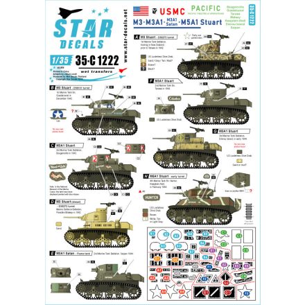 Star Decals M3, M3A1, M3A1 Satan and M5A1 Stuart matrica