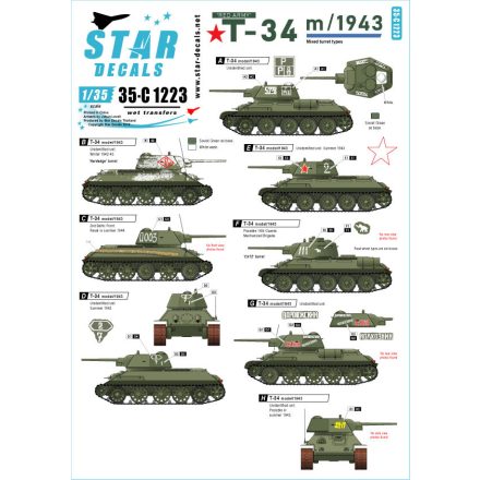 Star Decals Red Army Soviet T-34 m/1943. Eastern front 1943-44. matrica