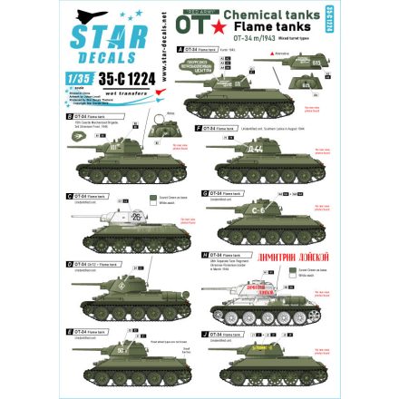 Star Decals Red Army Soviet OT-34 Flame tanks matrica