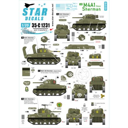 Star Decals US M4A1 75mm Sherman matrica