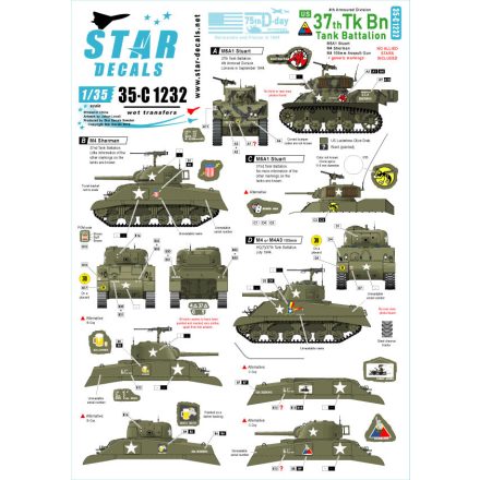 Star Decals US 37th Tank Battalion matrica