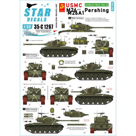 Star Decals USMC M26 and M26A1 Pershing Korean War service matrica