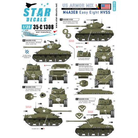 Star Decals US Armored Mix 1. M4A3E8 'Easy Eight' HVSS in Europe 1944-45 matrica