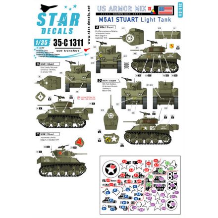 Star Decals US Armored Mix 4. M5A1 Stuart light tank in Europe 1944-45 matrica