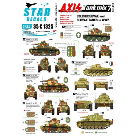 Star Decals Axis Tank Mix # 7. Czechoslovak and Slovak tanks in WW2 matrica