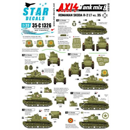 Star Decals Axis Tank Mix # 8. Romanian Skoda R-2 LT vz. 35 matrica