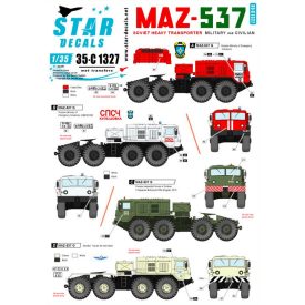   Star Decals MAZ-537. Soviet Heavy 8x8 transporter. Military and civilian users matrica