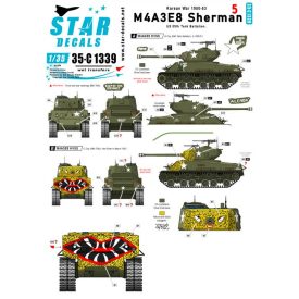   Star Decals Korean War - M4A3E8 Sherman # 5. 89th Tk Bn Easy Eight Shermans in Korea. Tiger face matrica