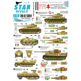   Star Decals FFI # 1. Captured German Tanks. PzKpfw IV H Late , SdKfz 251 D, Panzerwerfer 42, Tiger I , JgPz 38(t) Hetzer matrica