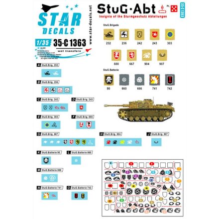 Star Decals StuG-Abt # 5. Generic insignia and unit markings for the Sturmgeschütz units matrica