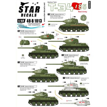 Star Decals T-34-85 Red Army. Soviet T-34-85 tanks 1944-45 matrica