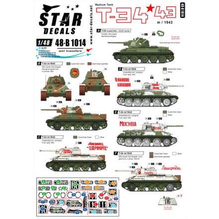 Star Decals T-34 m/1943. Soviet T-34/m 1943 tanks 1943-44 matrica