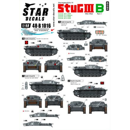 Star Decals StuG III B 1941-42 # 1. StuG.Abt. 185, StuG.Abt. 191, StuG.Abt. 192, StuG.Abt. 201 matrica