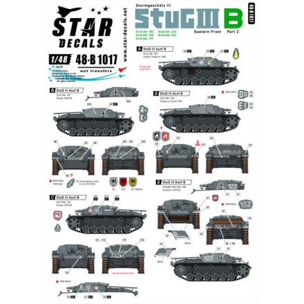 Star Decals StuG III B 1941-42 # 2. StuG.Abt. 182, StuG.Abt. 190, StuG.Abt. 197, StuG.Abt. 243, StuG.Abt. 244 matrica