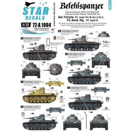 Star Decals Befehlspanzer # 2. Bef.Pz. III Ausf D1/E/H/J/K/L and Beob.Pz III Ausf G matrica