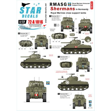 Star Decals Royal Marines Close Support tanks matrica