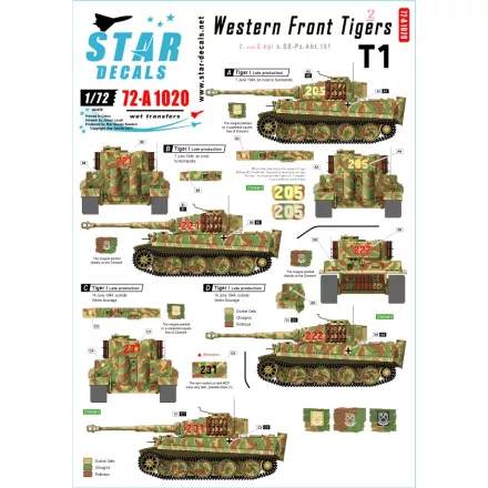 Star Decals Western Front Pz.Kpfw.VI Tigers # 2. 2. and 3. Kompanie s.SS-Pz.Abt 101, in Normandy France 1944.