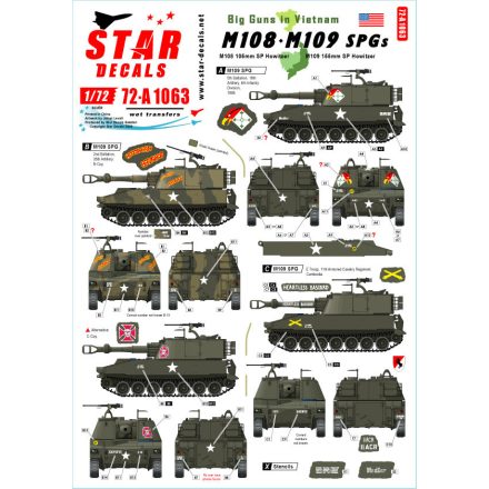 Star Decals Big Guns in Vietnam. US M108 and M109 SP Guns matrica