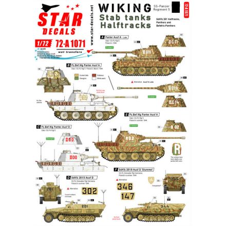 Star Decals Wiking 2. SS-Pz.Reg. 5. Stab tanks & Halftracks. Panthers, Befehl-Panthers and Halftracks matrica