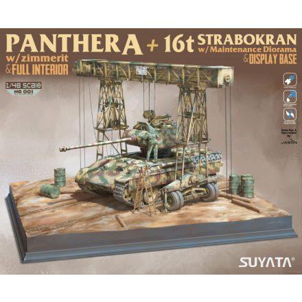 Suyata Panther A w/ Zimmerit & Full Interior + 16t Strabokran w/ Maintenance Diorama & Display Base makett