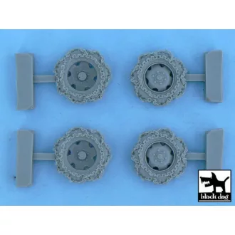   Black Dog Steyr Type 1500A/01 snowchained wheels set for Tamiya kits, 4 resin parts – járműmakett-kiegészítő