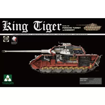 Takom Sd.KFZ.182 King Tiger Porsche Turret w/Zimmerit makett
