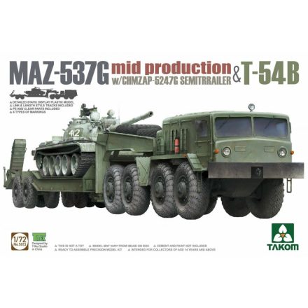 Takom MAZ-537G mid production with CHMZAP-5247G Semitrailer & T-54B makett