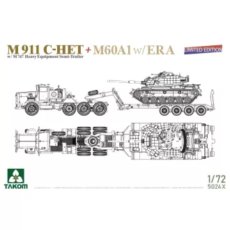   Takom - M911 C-HET w/M747 Heavy Equipment Semi-Trailer + M60A1 w/ERA harcjármű makett