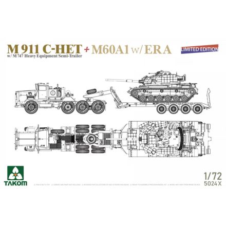 Takom US M911 C-HET with M747 Heavy Equipment Semi-Trailer and M60A1 with ERA makett