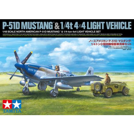 Tamiya P-51D Mustang & 1/4 ton 4x4 Light Vehicle Set makett