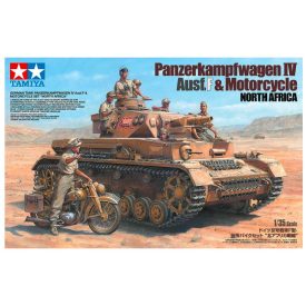   Tamiya Panzerkampfwagen IV Ausf F. & Motorcycle North Africa makett