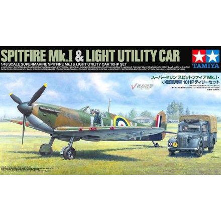 Tamiya Supermarine Spitfire Mk.I & Light Utility Car 10HP Tilly Set makett
